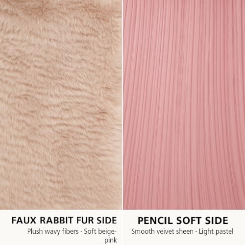 Image of Signature 3-Ply Faux Rabbit Fur Blanket King Size | Ultra Soft Heavy Weight Quilt-Feel Blanket | 6kg Luxury Winter Comforter for Bed Ideal for Heavy Winters (Peach)