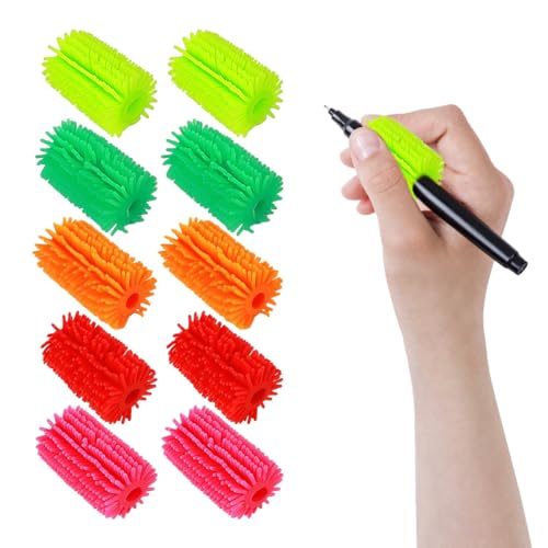 mkemka 10 Pcs Squishy Pen Grips for Pencil Soft Grips for Handwriting Training Pencil Cushion Grips Colorful Grippers