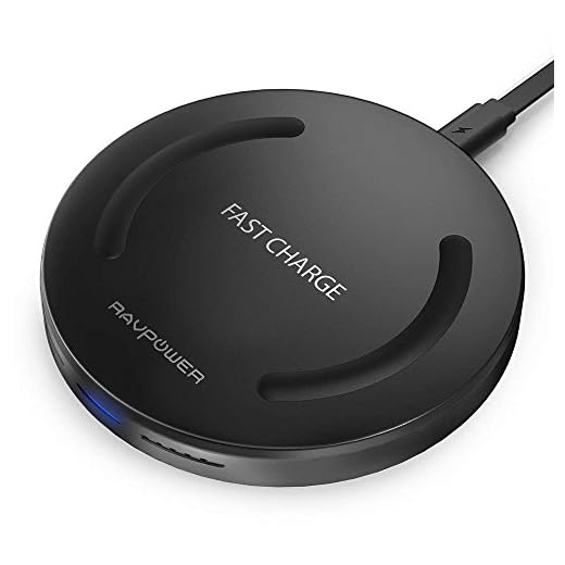 Wireless Charger RAVPower Qi-Certified Fast Wireless Charging Pad Quick Charge, 10W Fast Charge Galaxy S9 S8+ S8 S7 Edge S7 & Standard Charge Compatible iPhone Xs MAX XR XS X 8 8 Plus (Black)