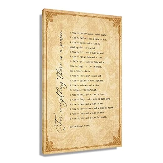 Ecclesiastes 3 1-8 Bible Verse Wall Art For Everything There Is A Season Posters For Room Canvas Farmhouse Prints Vertical Picture Painting for Bathroom Wall Artwork Contemporary Kitchen Decor (16x24inch(40x60cm),Framed)