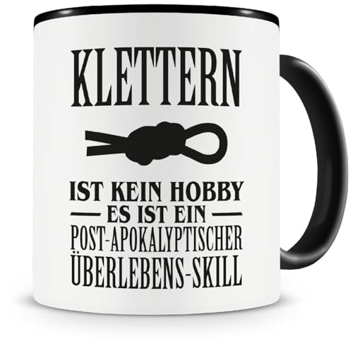 Samunshi® Klettern ist kein Hobby Tasse Kaffeetasse Teetasse Kaffeepott Kaffeebecher Becher 300ml schwarz