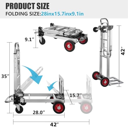 Carretilla 2 en 1 de aluminio convertible con ruedas miniatura 2