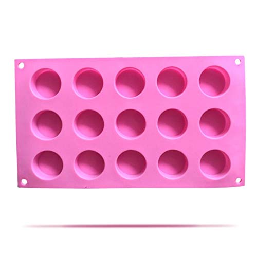 Nologo Silicone Cake Moulds 15-Cavity Silicone Mold Round Circle Shape Fondant Cake Baking Tools Candy Jelly Making Mould Handmade Soap Molds Supplies (Pink) Cake Moulds