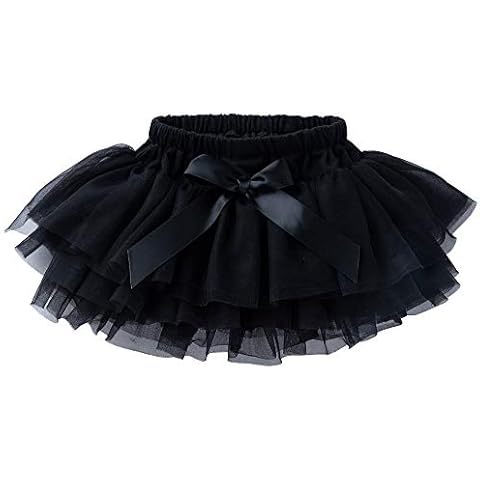 Anbaby Baby Girls Soft Tutu Skirt Toddler Ruffled Pants Diaper Cover Black 0-3M Cover