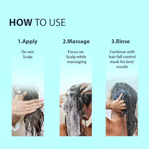 Image of Dermistry Caffeine Collagen Arginine Hair Fall Control Shampoo Strengthens Weak Roots Improves Hair Thickness Density & Reduces Breakage for Dry Frizzy Curly All Hair Types Men Women 200ml