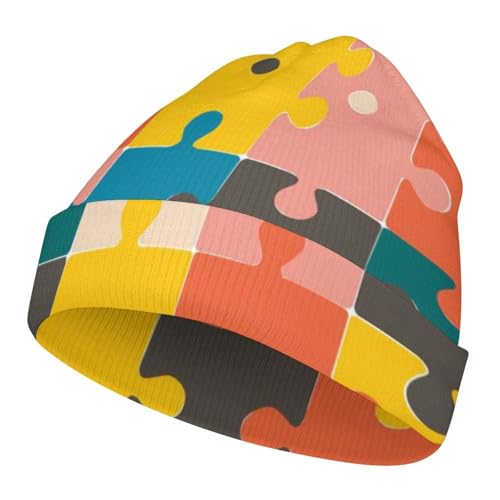 Autism Awareness Pattern Kids Beanie Hat for for Girls Boys Children Cap Winter Knitted Chemo Cancer Headwear Accessories Gifts Decoration Black