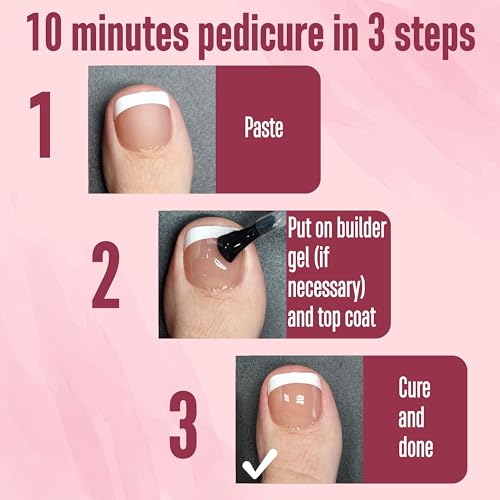 NOVO OVO Fake Toe Nail Tips Press on, French Tip Soft Gel Toenail Extension - Image 2