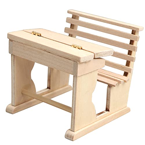 STOBOK ドールハウス 机 小 オフィス 机 家具 キッズ 家具 ミニ テーブル 装飾品 ミニ 人形 家具 木材 机 モデル ミニ 学校 テーブル かわいい 人形 家具 ミニ 机
