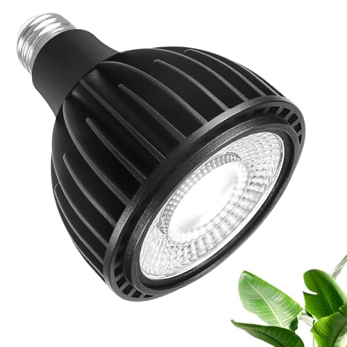 24W 植物育成ライト 屋内植物用 E26口金 フルスペクトル 白色 5800K 高演色性 高PPFD 省エネ設計 ブラック