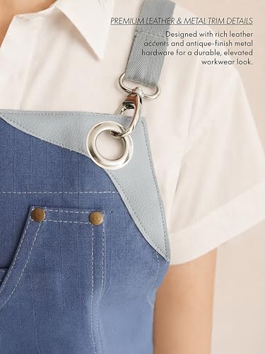 Image of Work Apron - Stylish Cotton Apron with Rip Stop Weave, Waterproof & Breathable Membrane, Durable Tear Resistant, Chef, Kitchen, BBQ, Workshop & Gardening Apron-Forest Green