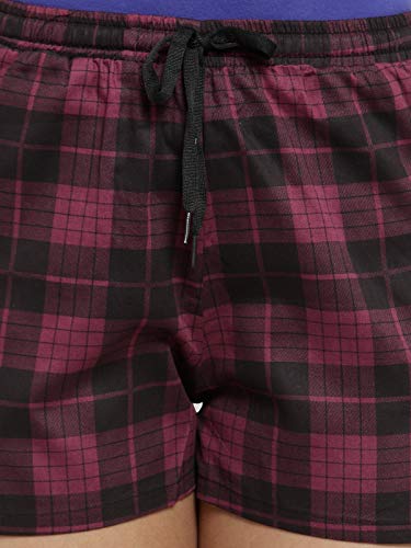 Image of Claura Cotton Checked Printed Lounge Shorts for Women