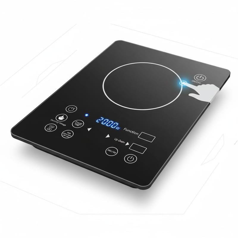 Image of Drumstone (15 Years Replacement Warranty) 2000W Portable Electric Induction Cooker - Fast Heating, Touch Control, Energy Efficient, Smart Temperature, Safety Lock, Compact & Portable Design
