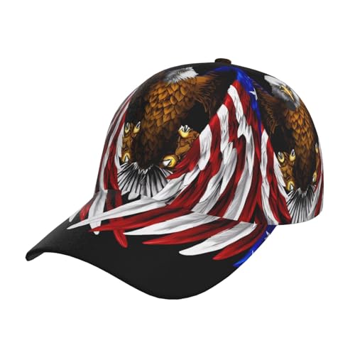 USA Flag Patriotic Eagle Baseball Cap Adjustable Size for Running Workouts and Outdoor Activities All Seasons
