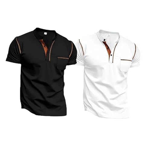 Men's Henley Shirt Short Sleeve T-Shirt Casual Top Pullover Summer Lightweight Tee Shirts with Button