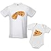 Babloo Coppia di T-Shirt Magliette Papa' E Figlio/Figlia Idea Regalo Festa del Papa' Pizza Slice Bianche Uomo M - Bimbo 3 Mesi