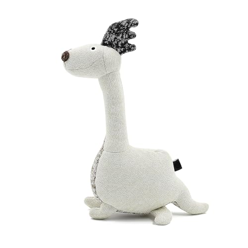 DDCAN Peluche Resistente para Perros y Gatos - Dinosaurio Blanco con Sonido - Juguete Duradero para Mascotas de Todos los Tamaños - para Masticadores Agresivos.