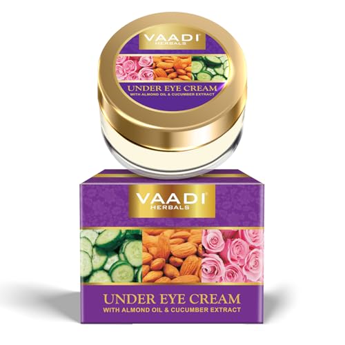 Vaadi herbals Natural Under Eye Cream - Almond Oil & Cucumber extract - Reduces the Appearance of Fine Lines and Wrinkles - Paraben Free - Sulfate Free - Unisex - All Skin Type - ( 30 GMS )
