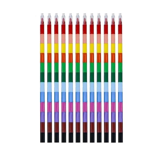 Crayon 12 couleurs arc-en-ciel modulable pour dessin enfant et école