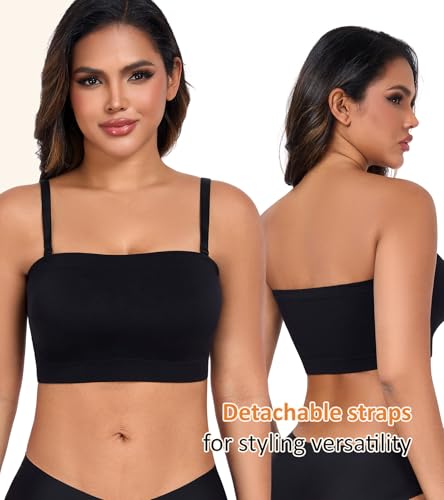 Image of DotVol Women's Strapless Bandeau Wireless Tube Top Everyday Bra | Non-slip, Plus Size, Lightly Padded, Seamless, Multiway