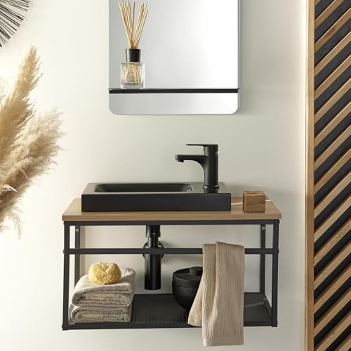 MOB-IN Meuble Lave-Mains WILO Grande Largeur avec Vasque résine 60cm