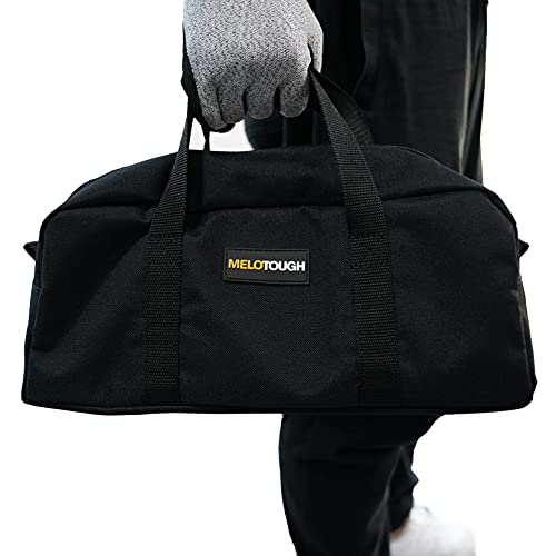 Melotough Utility Tool Tote Bag Combo Kit-Includes 1 Medium & 1 Small Tool Organizer Bags For Electrician, Plumbing, Gardening, Hvac & More (Black&Grey) #TOP6
