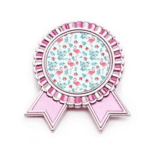 Broche badge tropical Flango en métal rose - Taille M médaille de vainqueur