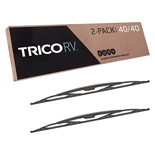TRICO RV 40 Inch Pack of 2 Heavy Duty & Automotive Replacement RV Windshield Wipers w/ Wide Saddle Attachment (67-4040-1)