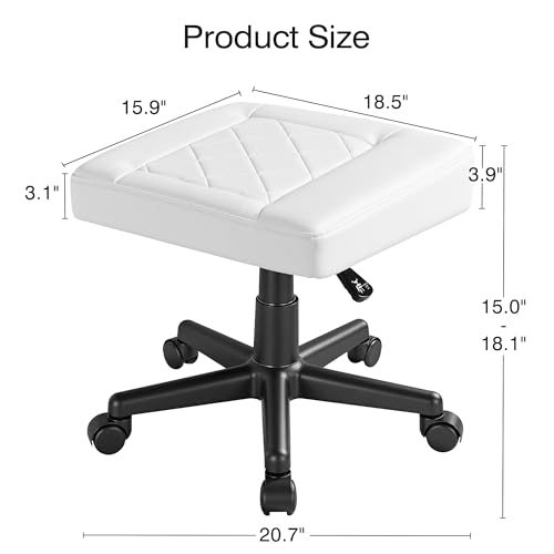 Image of VECELO Under Desk Footrest, PU Ergonomic Foot Rest with Wheels, Comfort Padding, Height Adjustable for Relieving Leg Pain, Stiffness, and etc, White