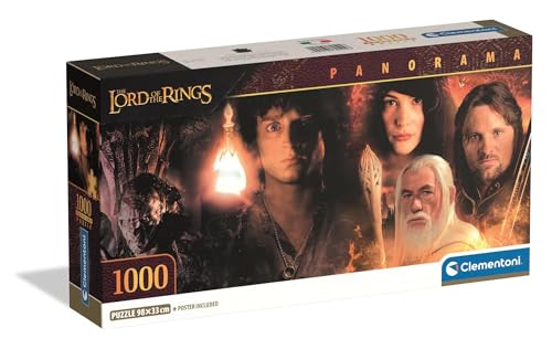 Clementoni - Puzzle pour Adultes 1000 Pièces, Panorama The Lord of The Rings Compactct Box Fabriqué en Italie, 39502