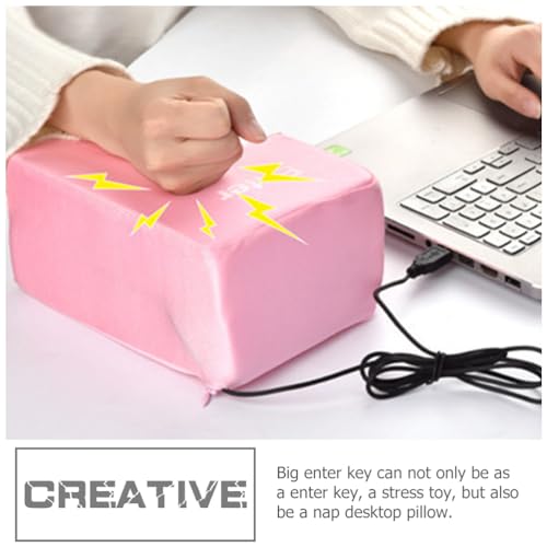 Image of jojofuny Giant Enter Button - Oversized USB Big Enter Key, Stress Relief Punching Pillow, Desktop Punching Bag Stress Relief, Comfortable Desktop Pillow, Anti-Stress Punch Bag, 5.5x7.8x4 inch