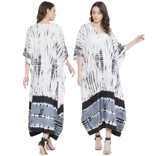 Image of Oussum Women Plus Size Kaftan Kimono Loose Maxi summer dresses for women Beach 3 /4 Sleeve Casual lounge dress Boho