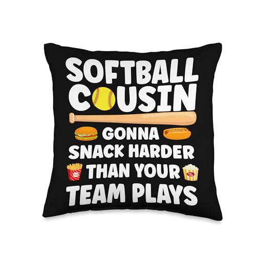 Funny Softball Cousin Of A Softball Player Cousin Throw Pillow