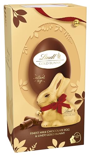 Lindt Gold Bunny Egg Milk Chocolate Easter Bunny 195g – Iconic Foil Wrapped Bunny Made from Premium Swiss Chocolate – Perfect for Easter Celebrations – Easter, gift