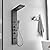 Homevacious 5 IN 1 Black Shower Panel, Stainless Steel Shower Tower Panel System, Rainfall Waterfall Shower Head with Handheld Shower, Massage Body Jets with Tub Spout,Matte Black Shower System