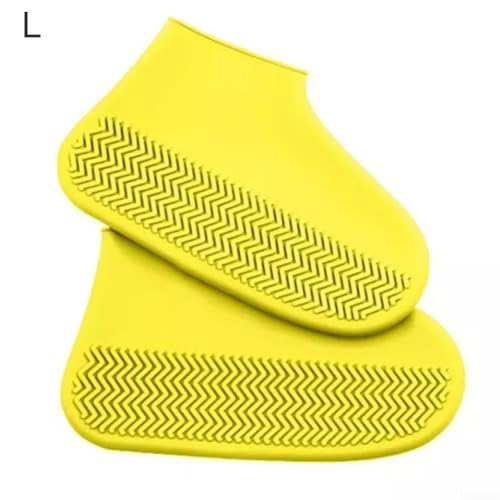 Cubiertas de Zapatos de Silicona, Reutilizables Impermeables, Protectores de Botas Antideslizantes con Ajuste Elástico para Ciclismo, Camping y Caminata, Unisex Amarillo Negro Gris (L Amarillo) miniatura 4