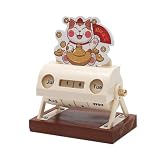 WRITWAA Calendario Perpetuo da Tavolo Stile Gatto della Fortuna in Legno e Abs Gestione Efficiente della Data per Casa e Ufficio Decorativo e Funzionale