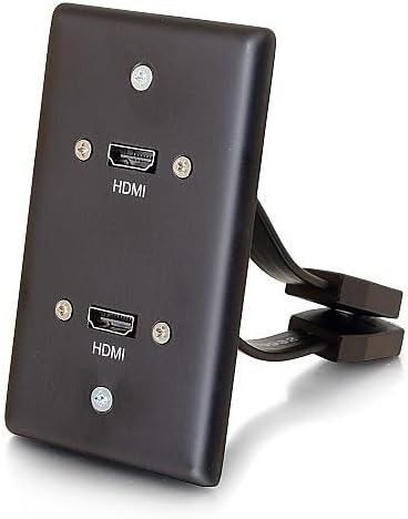 CG-39879 Dual HDMI Pass Through Single Gang Wall Plate, Black, Aluminum