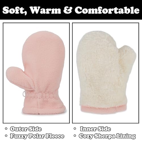 INOGIH Toddler Kids Winter Sherpa-Fleeced-Lined Warm-Mittens,Outdoor Winter Ski Gloves for Cold Weather3