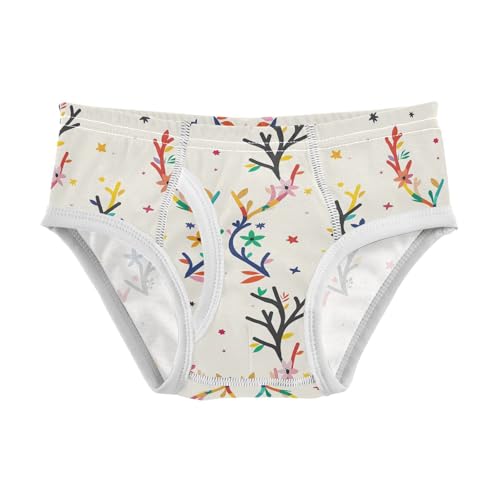 visesunny Boys Cotton Underwear Vector Antler Flower Printed Toddler Soft Training Briefs Size 2T-8Y for Kids