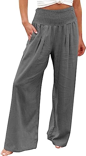 routinfly Leinenhose Damen Sommer Leichte Weite Hose Elegant Hohe...