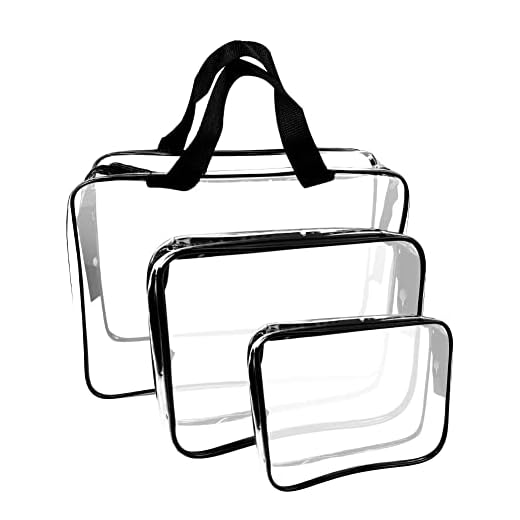 Neceser Transparente 3pcs, Bolso Transparente, Neceser Transparente Viaje Avion, Neceser Transparente Impermeable con Cremallera, Mujer Bolsa de Cosmético Organizador, Bolso Transparente Mujer
