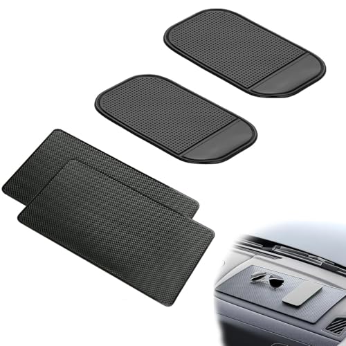 THXFUNAREA 4 Piezas Set de Alfombrillas Auto-Adhesivas para Coche, en Goma de Silicona Suave y Antideslizante, Diseño Universal y Minimalista, Fácil de Limpiar y Sin Olor