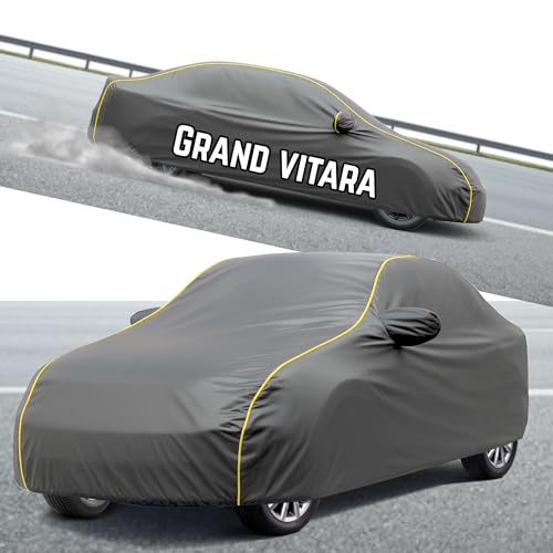 Image of Kayme Compatible with Grey Grand Vitara Car Cover Waterproof Car Body Cover for All Weather Proof & Full Bottom Elastic, Triple Stitching with 100% Nail Proof Cover