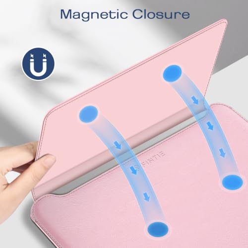 Image of Fintie Sleeve Case for MacBook Neo 13 inch, Air 13.6 /13.3 inch, Pro 13 inch | Other Up to 13 inch Laptop Tablet, Slim Bag Cover with Stand, Synthetic Leather, Magnetic Closure, Blush
