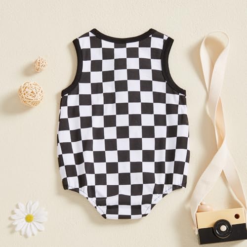 MoZiKQin Baby Boy Girl Clothes Newborn Checkered Bubble Romper Sleeveless Jumpsuit Infant One Piece Summer Outfit3