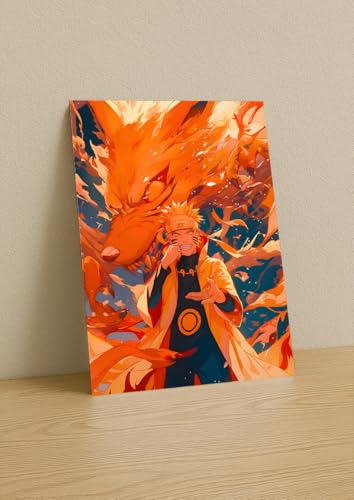 Image of NIJUKA Anime Printed Metal sheet Poster For Home And Room Decoration | For Anime Art Fans Boys And Girls (Master all chakra of nain tail)