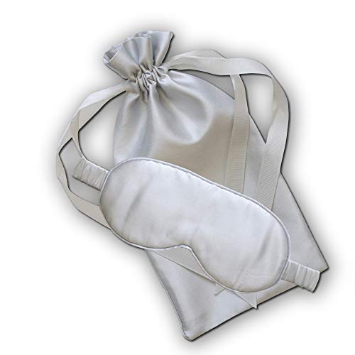 Silk Dreams Sleeping Mask - Silk Eye Sleeping Mask - Night Masks for Sleeping - Blackout Sleep Mask for Women - Anti-Aging, Anti-Crease Luxury Sleep Mask (Silver) - Première Classe Skincare