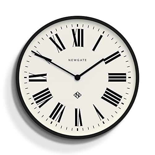 Newgate® Number Three Italian Wall Clock - Round Clock - Kitchen Clock - Clocks For Living Room - Office Clock - Contemporary Case - Roman Numeral Dial - Station Clock (Black) #TOP20