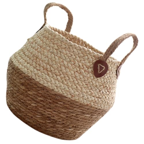 Cesta de mimbre natural con diseño rústico de doble asa para flores 2
