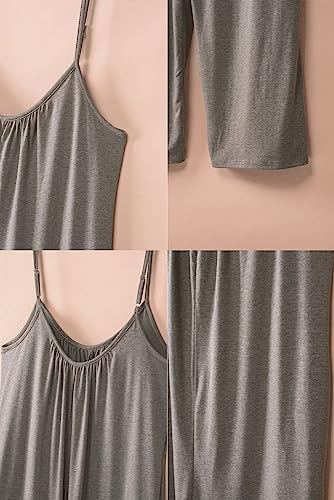 Addkaka Womens Casual Sleeveless Spaghetti Straps Jumpsuits Stretchy Loose Long Pants Romper With Pockets Gray Xx-Large #TOP4